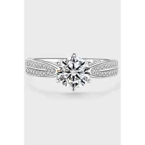 925 Sterling Silver Moissanite Zirconia Ring Elegant Six Claw Pave Set Round Brilliant Cut Engagement Wedding Ring For Women Jewelry