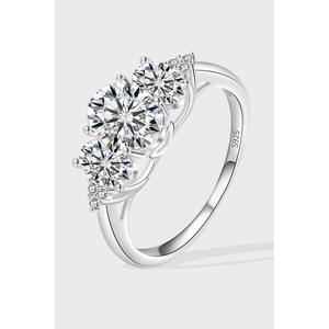 Elegante Anello in Argento Sterling 925 per Donna Con Moissanite Zirconia da 2 Carati Ovale Tondo Tre Pietre Fidanzamento Matrimonio