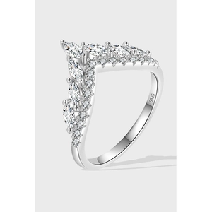 925 Sterling Silver V-Shaped Crown Ring With Marquise Cut Moissanite Zirconia Elegant Fashion Jewelry Gift For Women