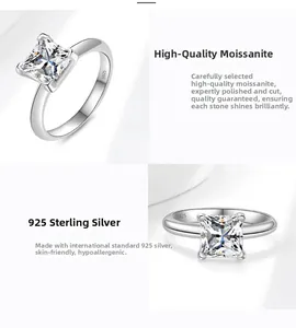 Makroaufnahme der S925-Punze auf der Innenseite des Moissanit-Rings im Prinzess-Schliff