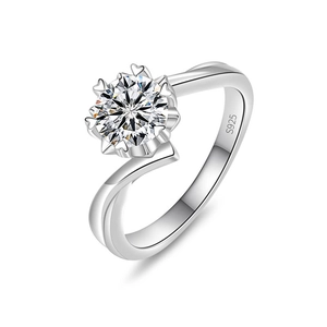 925 sterling silver snowflake moissanite ring with twisted band and S925 stamp