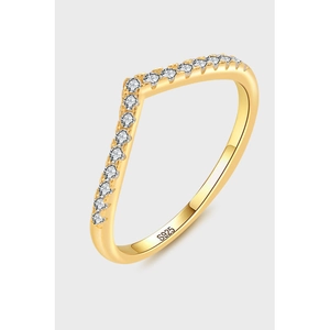 V-Shaped Pave Moissanite Ring 925 Sterling Silver 18K Gold Plated Chevron Stackable Eternity Band For Women Jewelry Gift