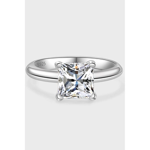 S925 Sterlingsilber Prinzess-Schliff Moissanit Zirkonia Ring Vier Krallen Solitär Verlobung Hochzeit Damen Schmuck