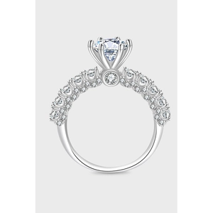 Luxury S925 Sterling Silver Moissanite Ring For Women Classic Six Claw Engagement Ring Sparkling Zirconia Bridal Wedding Ring Jewelry