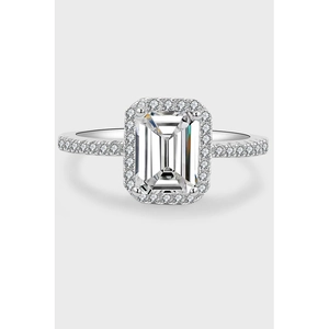 925 Sterling Silver Emerald Cut Moissanite Ring Radiant Cut Zirconia Halo Ring For Women Wedding Engagement Jewelry