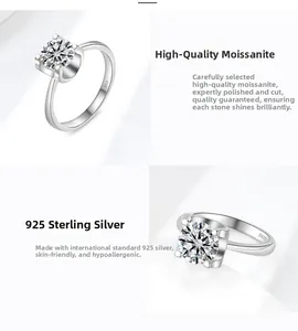 Macro-opname van de S925-stempel en gepolijste afwerking op de moissanite ring