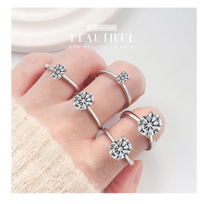 Detailed comparison of five oval moissanite rings in S925 silver with claw settings
