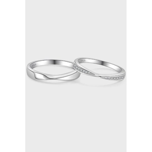 S925 Sterlingsilber Moissanit Paar Ringe Möbius Verdrehtes Design Verstellbares Schlichtes Band Und Zirkonia Eingelegt Versprechen Ring Für Damen Herren