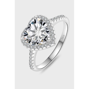 Luxury 925 Sterling Silver Moissanite Heart Halo Ring For Women Heart Cut Zirconia Wedding Engagement Finger Jewelry Gift