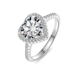 Elegant 925 sterling silver heart shaped moissanite halo ring for women wedding jewelry
