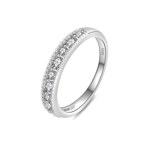 Elegante anillo de plata S925 calado con diamantes brillantes pavé de diseño moderno chic