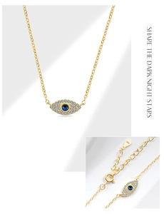 Détail du pendentif œil maléfique en argent S925 avec turquoise bleue et petits diamants