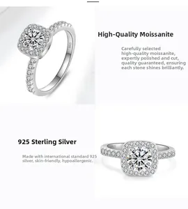 Makroaufnahme des Moissanit-Rings aus 925 Silber mit Halo-Schliff und S925 Gravur