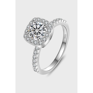 Luxus Ring Aus 925 Sterling Silber Quadratisches Halo Design Runder Moissanit Zirkonia Verlobungsring Für Damen