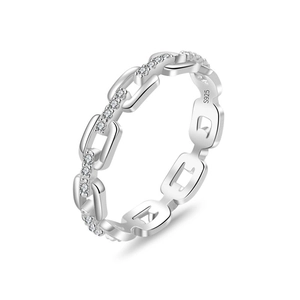 Elegant S925 sterling silver chain ring for women with shimmering zircon accents