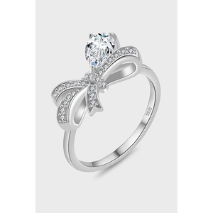 Bague noeud en argent S925 avec zircon en forme de goutte d'eau et finition polie chic