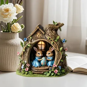 Cartoon Easter Bunny Egg Acrylic Tabletop Decoration 2D Flat Rabbit Gnome Ornament For Spring Holiday Home Party Decor