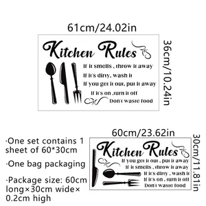 Size guide for self-adhesive kitchen rules wall stickers with 61x36cm finished dimensions