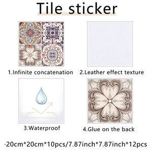 Detail of vintage mandala tile stickers with leather texture and waterproof surface