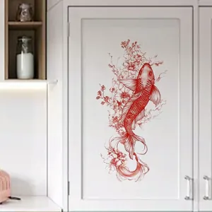 Watercolor Marine Life Whale Carp Wall Sticker PVC Waterproof Self Adhesive Toilet Decal Bathroom Living Room Glass Window Home Decoration