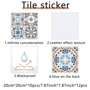 Detail of waterproof retro marble tile sticker with leather texture and adhesive backing