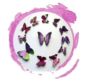 Lot de 12 stickers muraux papillons 3D colorés en violet et rose pour décoration