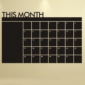 Modern black monthly calendar wall sticker with memo area for home and office planning
