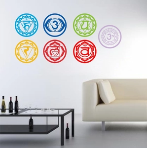 Mandala Yoga Om Chakra Wall Stickers Set PVC Vinyl Colorful Meditation Symbols For Living Room Bedroom Studio Home Decor