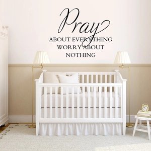 Inspirational English quote wall sticker with Pray About Everything text for bedroom decor