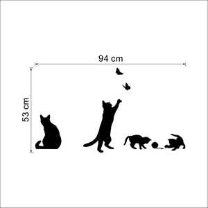Cat and butterfly silhouette wall stickers for living room decor measuring 94x53 cm