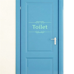 Luminous mint green Toilet door sticker with classic scroll patterns for bathrooms