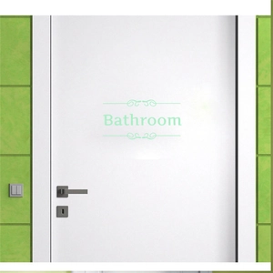 Autocollant de porte de salle de bain lumineux avec texte et motifs floraux