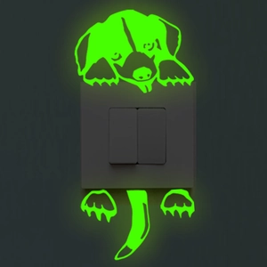 Pegatinas fluorescentes de perro animado para interruptor con efecto que brilla hoy