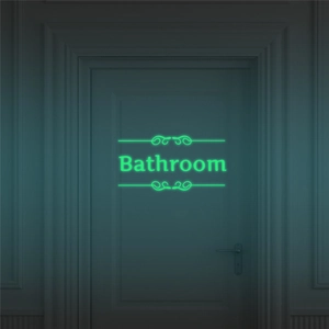 Panneau de porte de salle de bain lumineux avec motifs floraux verts fluorescents