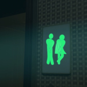 Funny Luminous Toilet Sticker Glow In The Dark Restroom Sign Creative Humor Men Women Cartoon Wall Sticker Home Decor