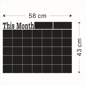 Blackboard wall calendar sticker with monthly grid design, size 58x43 cm for office decor