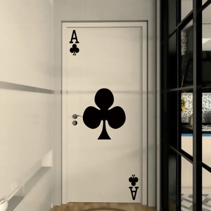 Modern Ace of Clubs poker card door sticker for minimalist home interior decoration