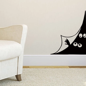 Sticker mural créatif yeux de monstre en PVC noir pour décoration intérieure