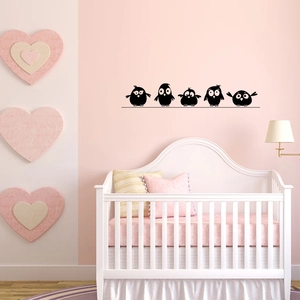 Cute cartoon bird silhouette wall stickers for nursery home wall decor decoration