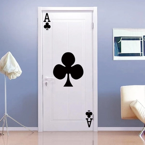 Creative Poker Card Ace Of Clubs Wall Sticker Removable PVC Waterproof Door Decal For Bedroom Living Room Home Office Decor