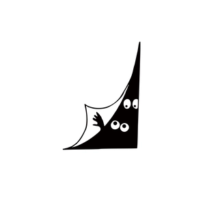 Détail d'un autocollant mural yeux curieux au design minimaliste noir et blanc
