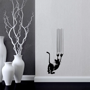 Kreativer Wandaufkleber mit schwarzen Katzenkrallen für minimalistische Dekorationen