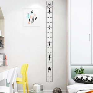 Sticker mural toise basket-ball pour enfants mesurant de 50 à 200 cm de hauteur