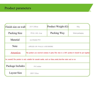 Detail of 18x100cm eco-friendly PVC 3D tile staircase sticker specifications and packaging