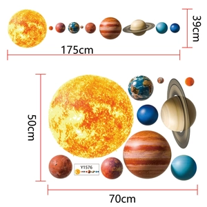 Solar system planet wall sticker set featuring bright PVC planetary decals 175x39cm