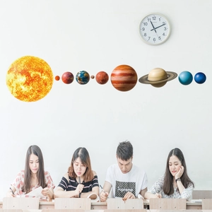 Solar system planet wall stickers featuring realistic textures for home classroom decor