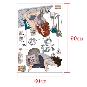 Detail view of female creative wall stickers with dimensions 60x90cm for room decor