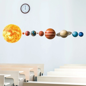 Solar system wall stickers featuring eight planets and sun for classroom wall decoration