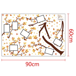 Stickers muraux branche d'arbre colorée d'automne avec cadres photo 60x90cm