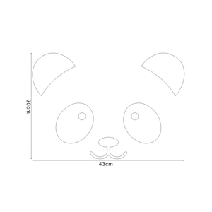Detailed size chart for the creative panda wall sticker measuring 43cm by 30cm